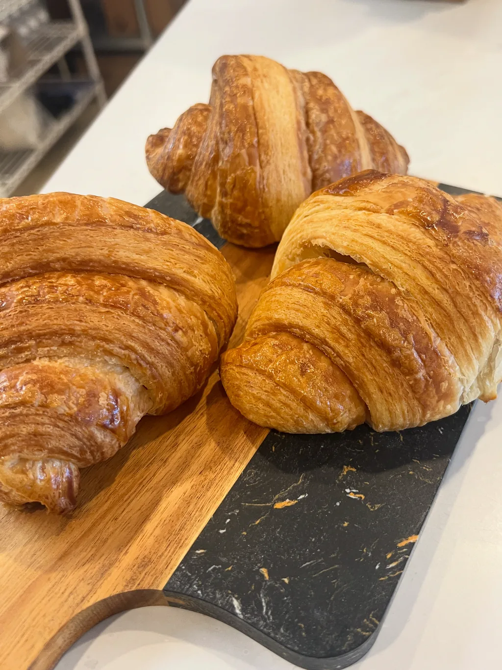 Freshly baked butter croissants