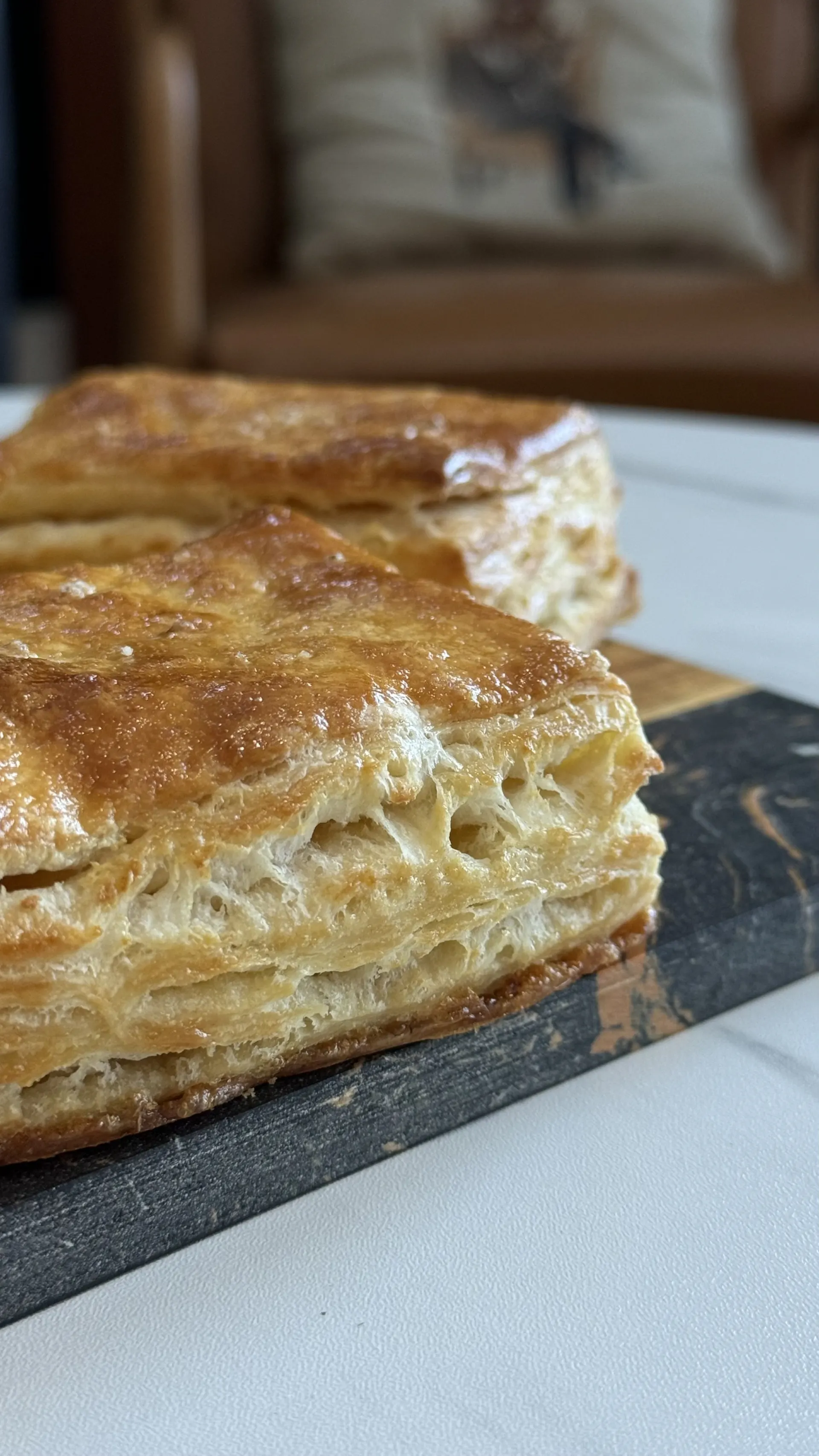 Flaky pastries on a plate